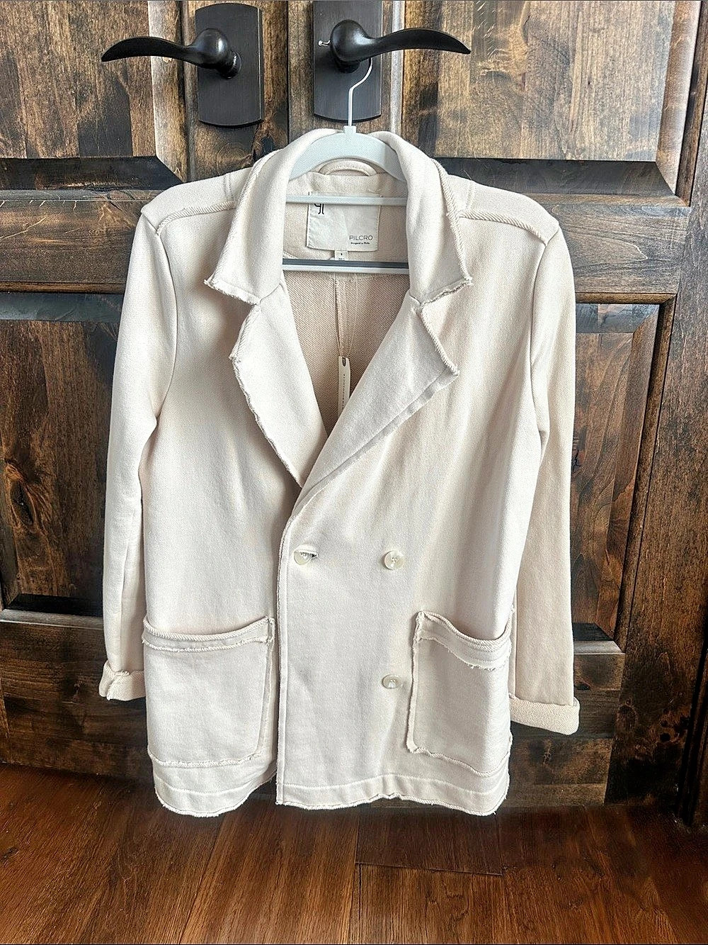 🌻🌻Pilcro Women's Double-Breasted Blazer in Cream Size Small NWT